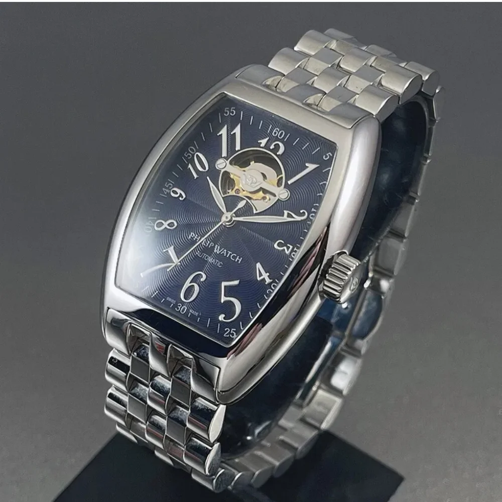 Philip Panama Automatic Open Heart Swiss Stainless Steel Watch